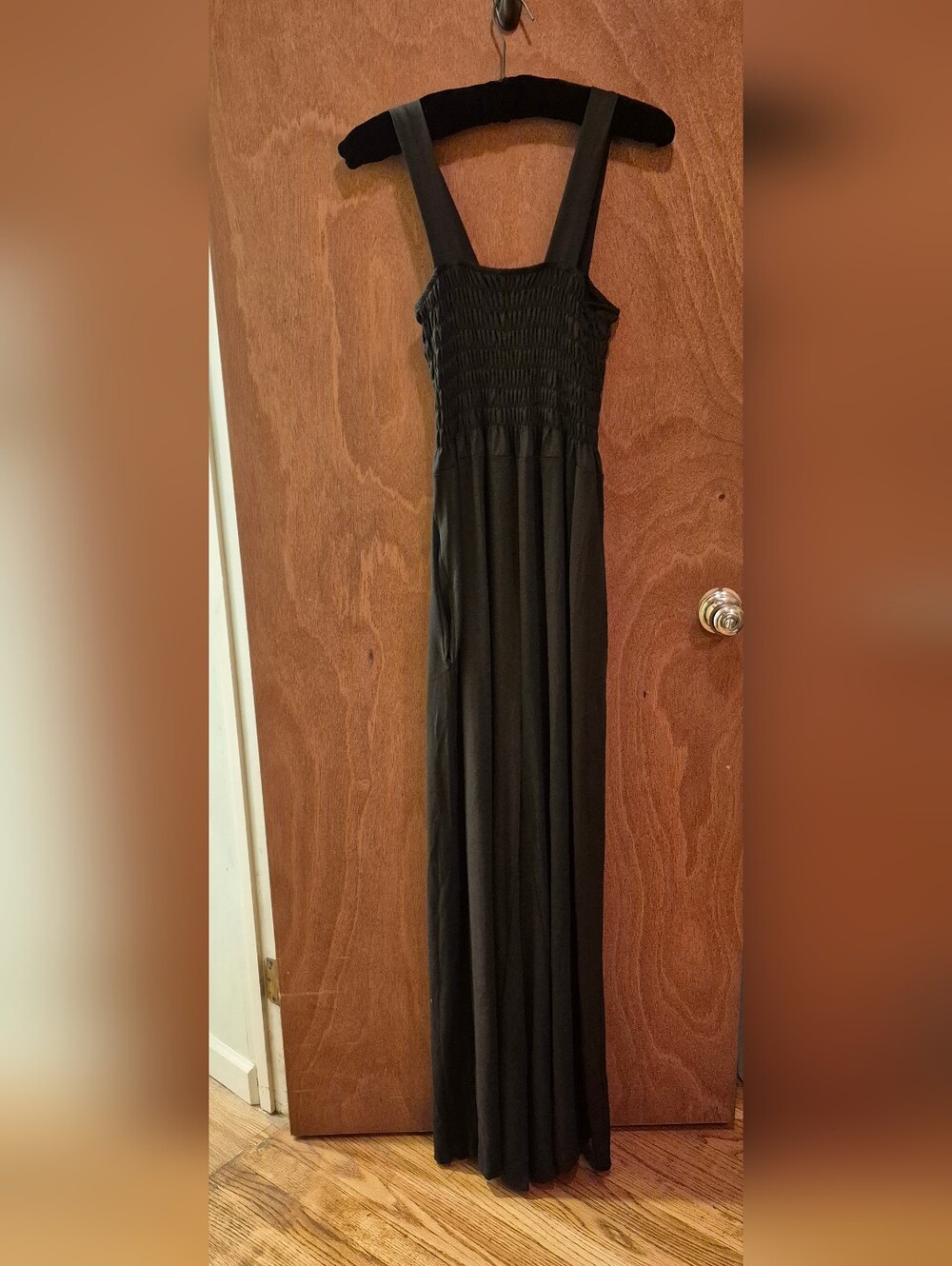 Black Smocked Sleeveless Maxi Jumpsuit - NWOT
